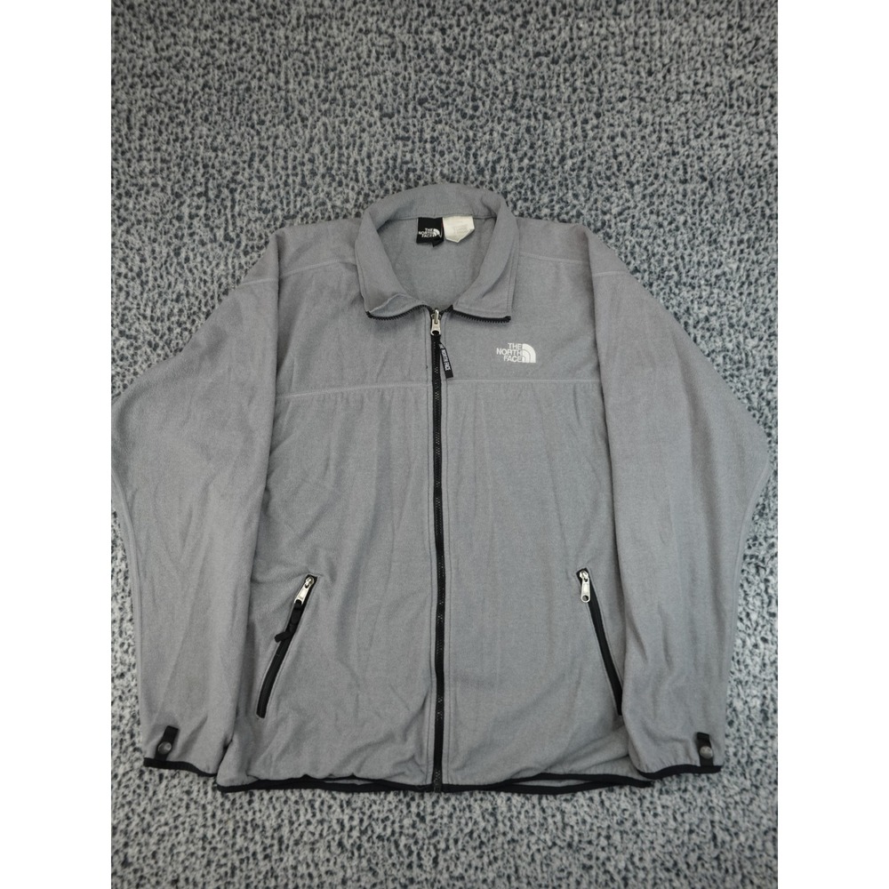 The North Face Fleece Jacket Mens XL Gray Full Zip Made in USA Mock Neck Vintage